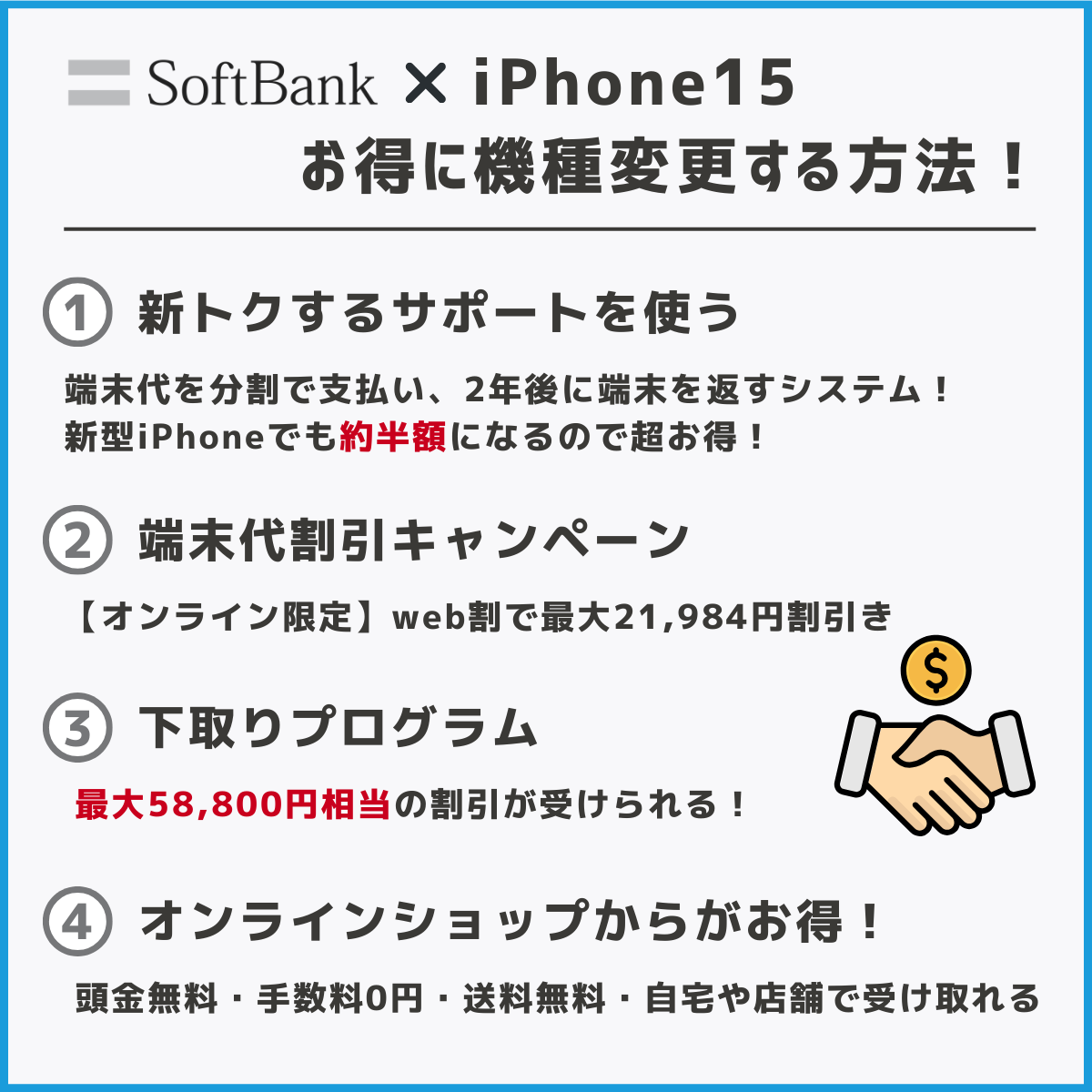 ソフトバンクのiPhone15機種変更キャンペーン｜最大17万円得する方法 ...
