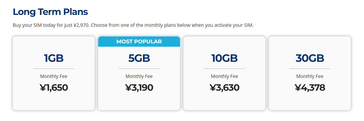 mobalのLongTermPlansの料金