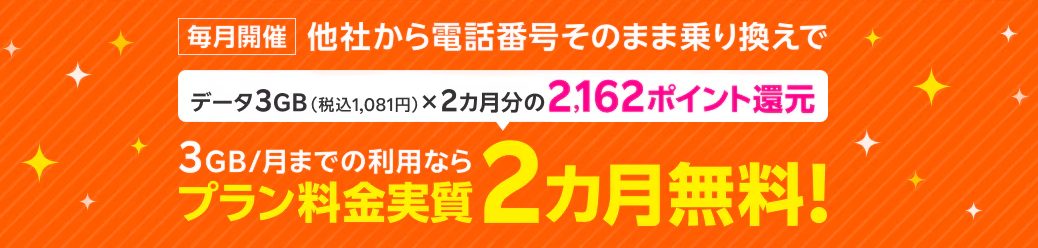  過去楽天モバイル契約者様限定！ただいまキャンペーン