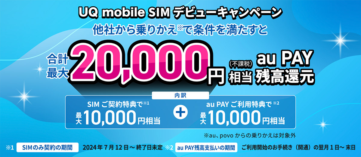 UQ mobile SIMご契約特典