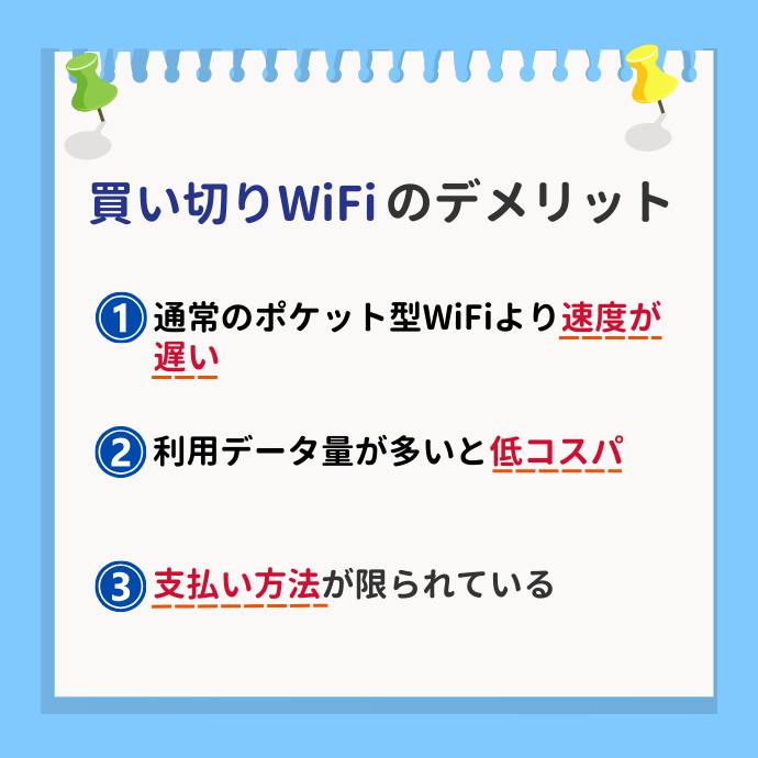 買い切りWiFiのデメリット