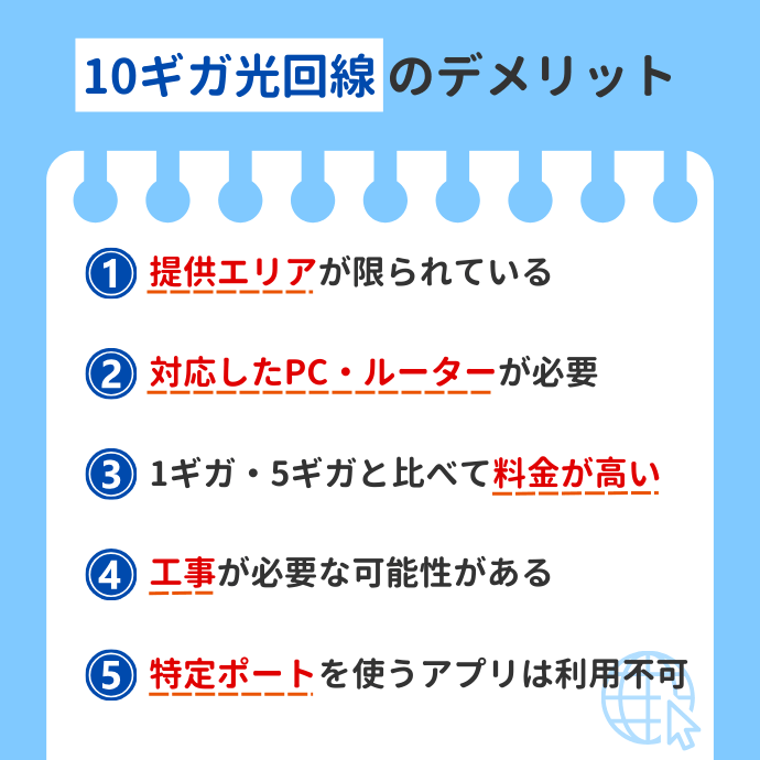 10ギガ光回線のデメリット