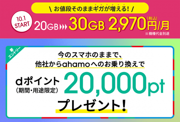 ahamoへのお乗り換えでdポイントプレゼントキャンペーン