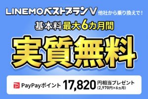 LINEMOベストプランV 30GB 6カ月間実質無料キャンペーン｜【公式】LINEMO - ラインモ｜格安SIM／格安スマホ