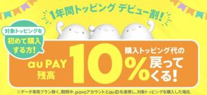 1年間トッピング デビュー割｜povo