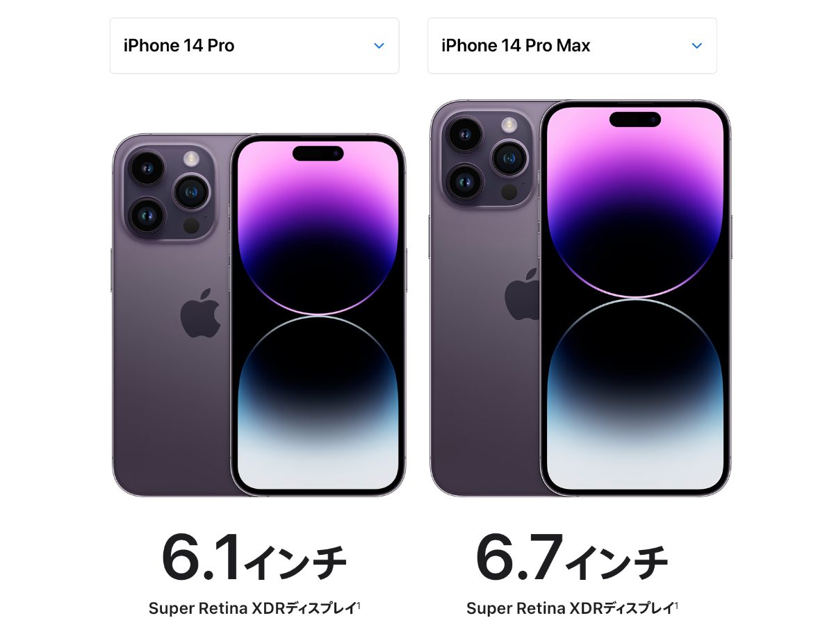 iPhone14 ProとiPhone14 Pro Maxのサイズ比較