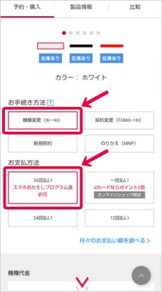 手続き方法と支払方法を選択