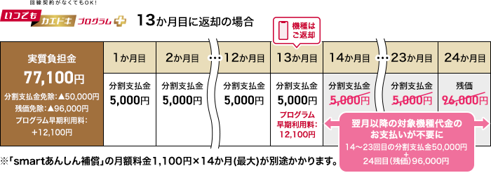 いつでもカエドキプログラム＋を13～22ヵ月目に利用するケース